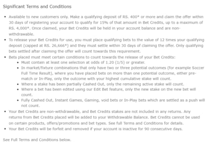 Bet365 - Significant Terms and Conditions